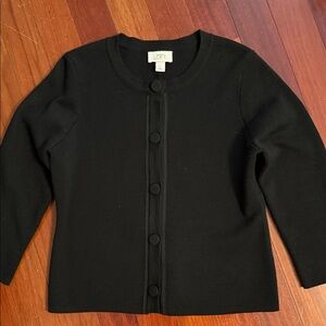 LOFT Women's Classic Black Cardigan 3/4 sleeves covered buttons Versatile